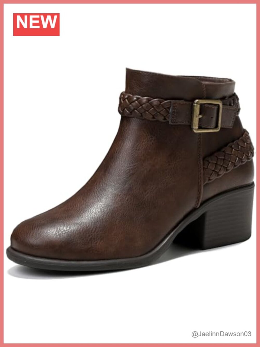 Wide Width Ankle Boots w/ Side Zipper - Faux Leather Low Heel Booties